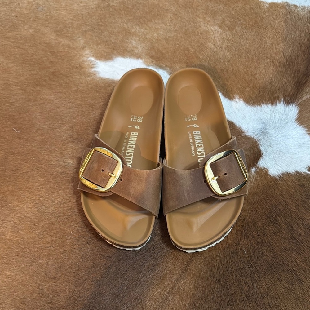 New Birkenstock Madrid Big Buckle in Cognac 38
